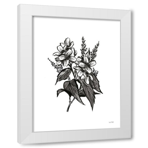 Pen and Ink Wildflower I White Modern Wood Framed Art Print by House Fenway
