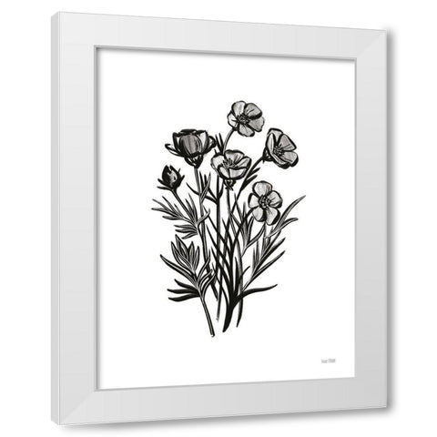 Pen and Ink Wildflower II White Modern Wood Framed Art Print by House Fenway