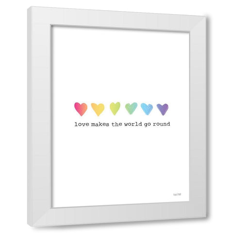 Love Makes the World Go Round White Modern Wood Framed Art Print by House Fenway