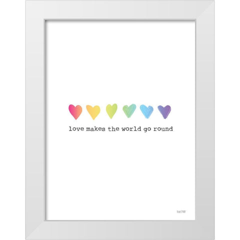 Love Makes the World Go Round White Modern Wood Framed Art Print by House Fenway