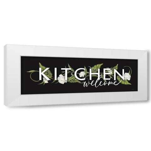 Kitchen Welcome White Modern Wood Framed Art Print by House Fenway