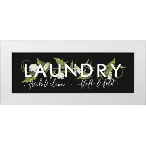 Laundry Sign White Modern Wood Framed Art Print by House Fenway