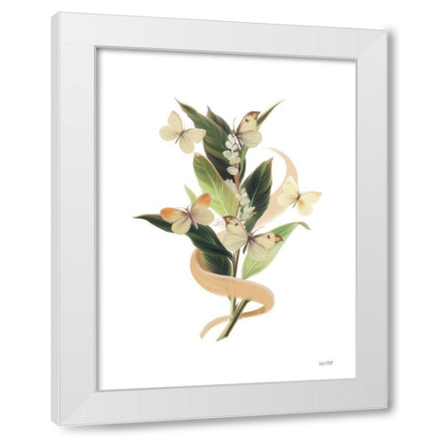 Wildflowers and Butterflies I White Modern Wood Framed Art Print by House Fenway