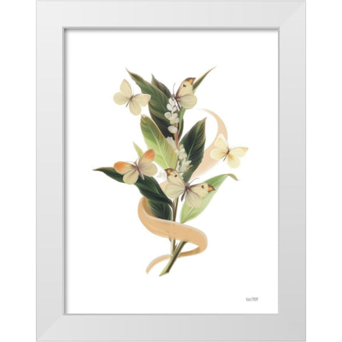 Wildflowers and Butterflies I White Modern Wood Framed Art Print by House Fenway