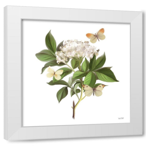 Wildflowers and Butterflies II White Modern Wood Framed Art Print by House Fenway