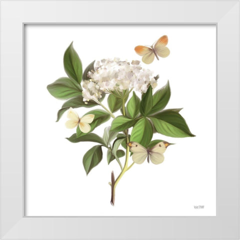 Wildflowers and Butterflies II White Modern Wood Framed Art Print by House Fenway