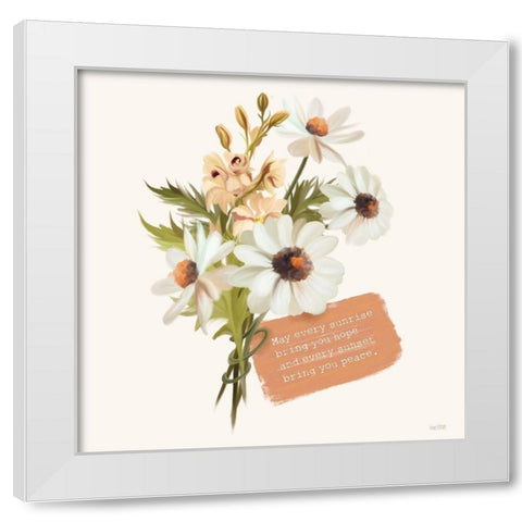 Sunrise Hope-Sunset Peace    White Modern Wood Framed Art Print by House Fenway