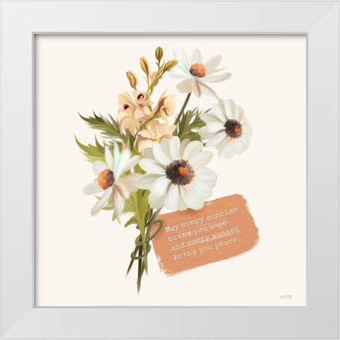 Sunrise Hope-Sunset Peace    White Modern Wood Framed Art Print by House Fenway