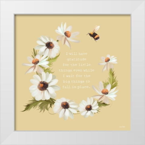 Gratitude for the Little Things     White Modern Wood Framed Art Print by House Fenway