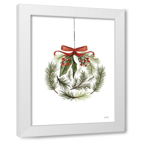 Evergreen Ornament I White Modern Wood Framed Art Print by House Fenway