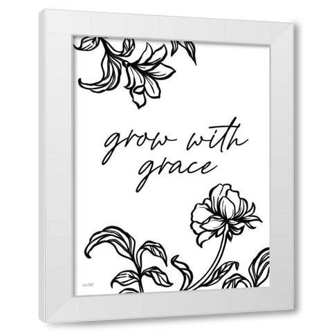 Grow with Grace White Modern Wood Framed Art Print by House Fenway