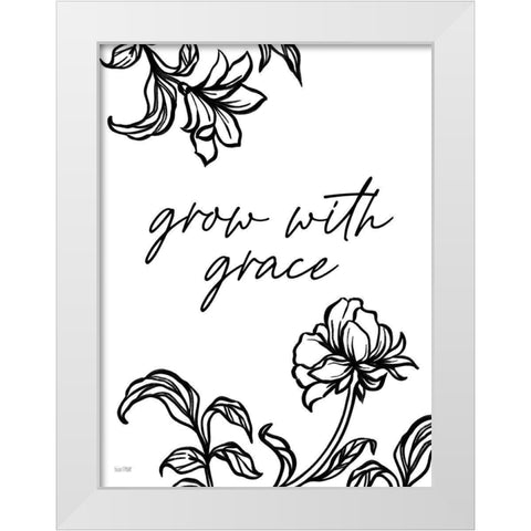 Grow with Grace White Modern Wood Framed Art Print by House Fenway