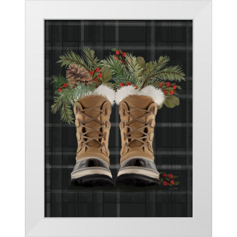 Christmas Boots    White Modern Wood Framed Art Print by House Fenway