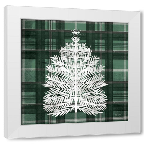 Flannel Evergreen White Modern Wood Framed Art Print by House Fenway