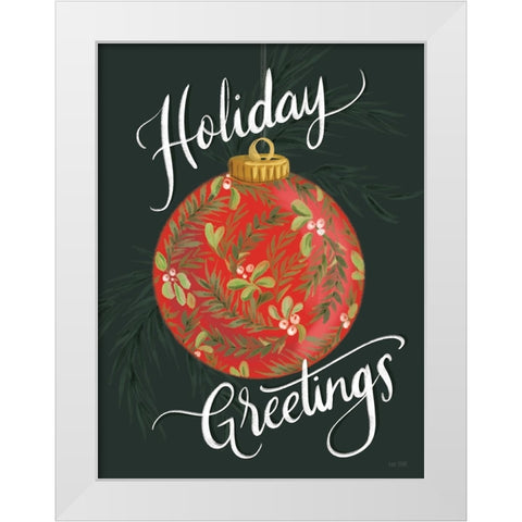 Holiday Greetings White Modern Wood Framed Art Print by House Fenway