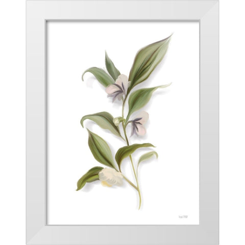White Blossom Botanical White Modern Wood Framed Art Print by House Fenway