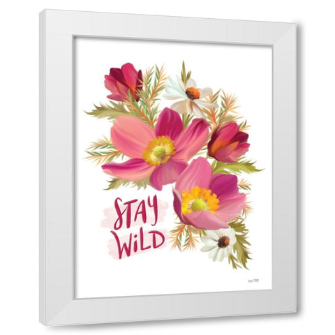 Stay Wild White Modern Wood Framed Art Print by House Fenway