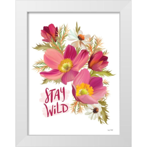 Stay Wild White Modern Wood Framed Art Print by House Fenway
