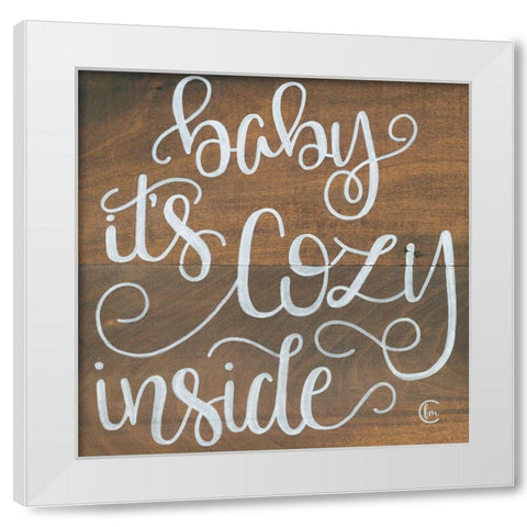Cozy Inside White Modern Wood Framed Art Print by Fearfully Made Creations