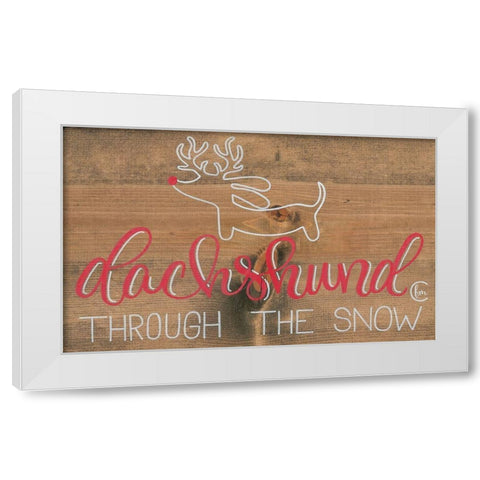 Dachshund in the Snow White Modern Wood Framed Art Print by Fearfully Made Creations