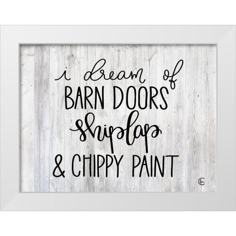 Farmhouse Dreams White Modern Wood Framed Art Print by Fearfully Made Creations