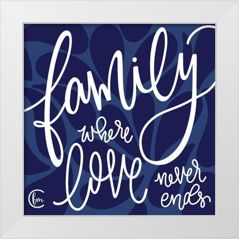 Love Never Ends White Modern Wood Framed Art Print by Fearfully Made Creations