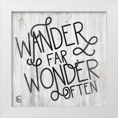 Wander White Modern Wood Framed Art Print by Fearfully Made Creations