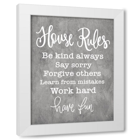 House Rules White Modern Wood Framed Art Print by Fearfully Made Creations