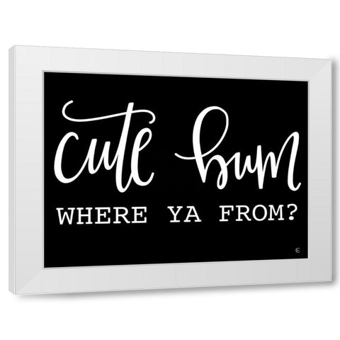 Cute Bum White Modern Wood Framed Art Print by Fearfully Made Creations