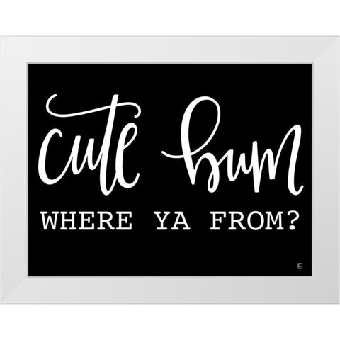 Cute Bum White Modern Wood Framed Art Print by Fearfully Made Creations