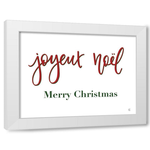 French Merry Christmas White Modern Wood Framed Art Print by Fearfully Made Creations