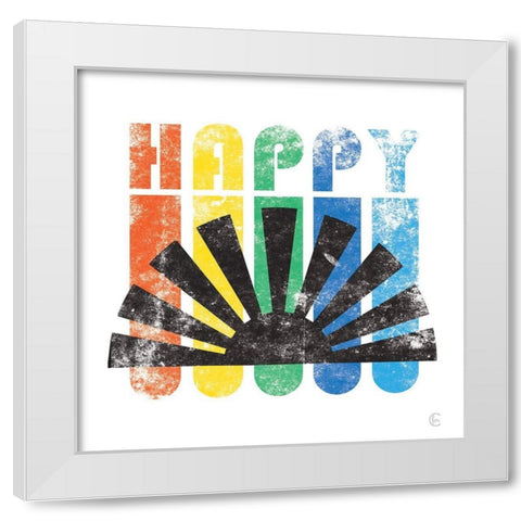 Happy Retro    White Modern Wood Framed Art Print by Fearfully Made Creations