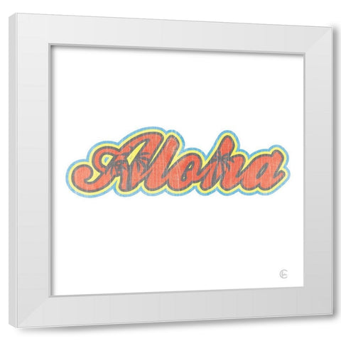 Aloha Retro White Modern Wood Framed Art Print by Fearfully Made Creations