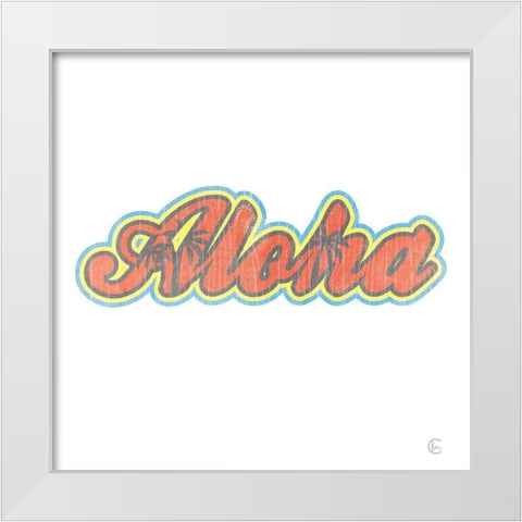 Aloha Retro White Modern Wood Framed Art Print by Fearfully Made Creations