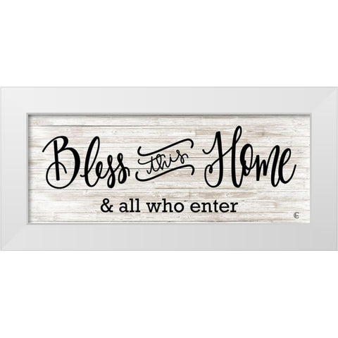 Bless This Home White Modern Wood Framed Art Print by Fearfully Made Creations