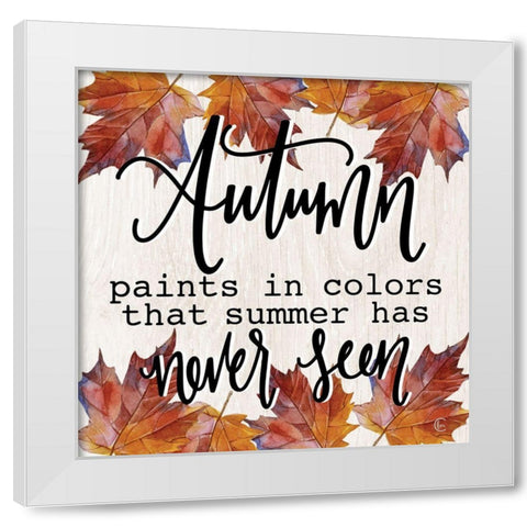 Autumn Paints in Colors White Modern Wood Framed Art Print by Fearfully Made Creations