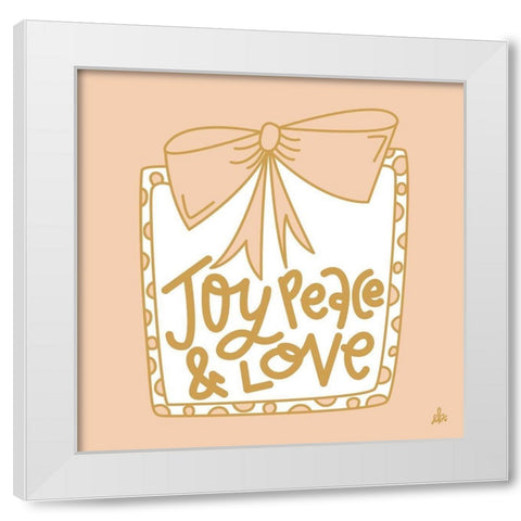 Joy Peace and Love    White Modern Wood Framed Art Print by Barrett, Erin