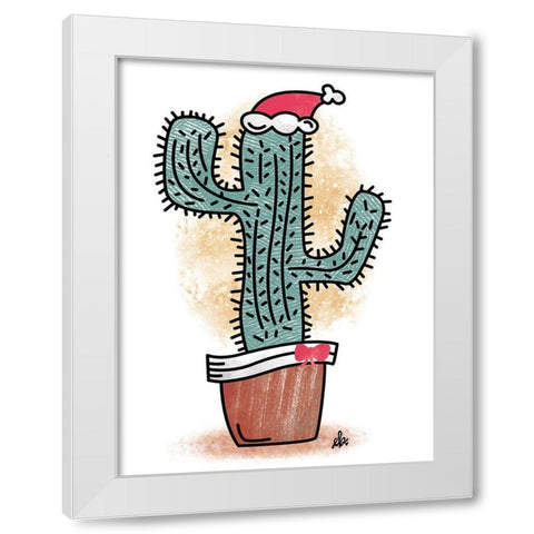 Feliz Navidad Cactus White Modern Wood Framed Art Print by Barrett, Erin