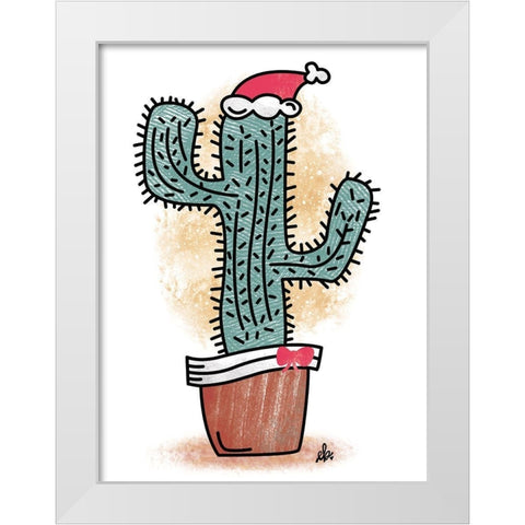 Feliz Navidad Cactus White Modern Wood Framed Art Print by Barrett, Erin