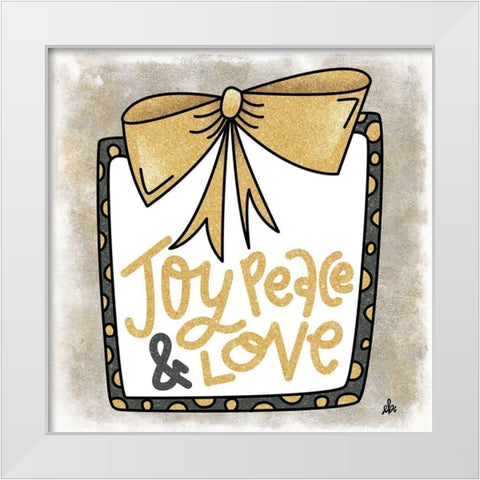 Joy, Peace and Love Present White Modern Wood Framed Art Print by Barrett, Erin