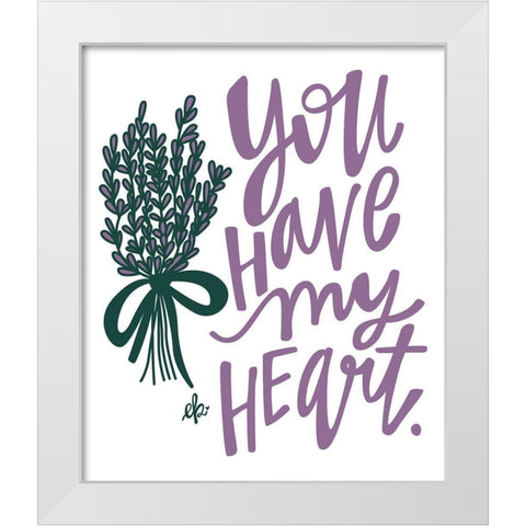 Lilac You  Have My Heart White Modern Wood Framed Art Print by Barrett, Erin