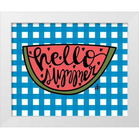 Hello Summer Watermelon White Modern Wood Framed Art Print by Barrett, Erin