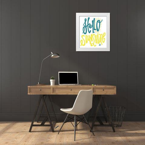 Hello Sunshine White Modern Wood Framed Art Print by Barrett, Erin