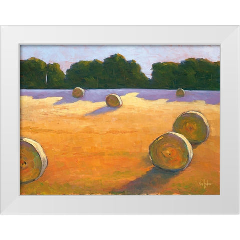 While The Hay Shines White Modern Wood Framed Art Print by Hawkins, William