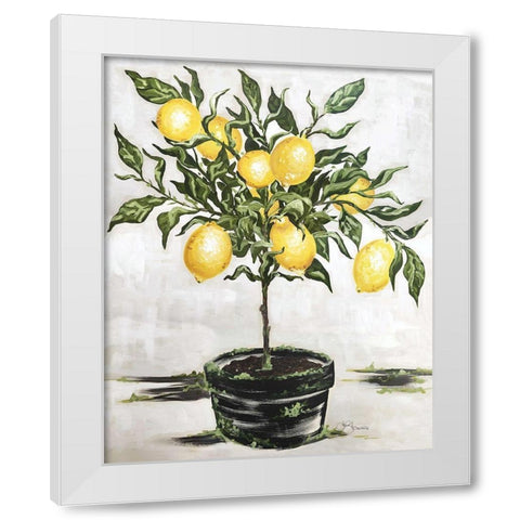 Lemon Tree White Modern Wood Framed Art Print by Hollihocks Art