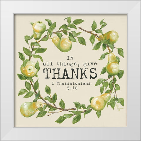 Give Thanks White Modern Wood Framed Art Print by Hollihocks Art