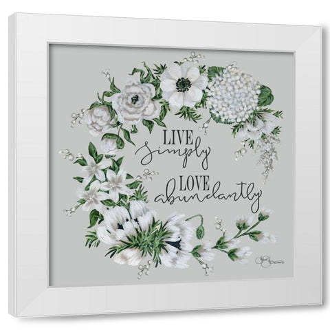 Live Simply White Modern Wood Framed Art Print by Hollihocks Art