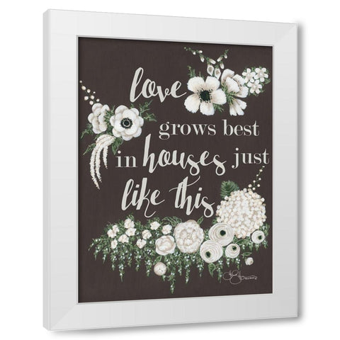 Love Grows White Modern Wood Framed Art Print by Hollihocks Art