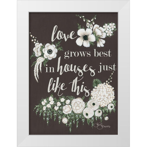 Love Grows White Modern Wood Framed Art Print by Hollihocks Art