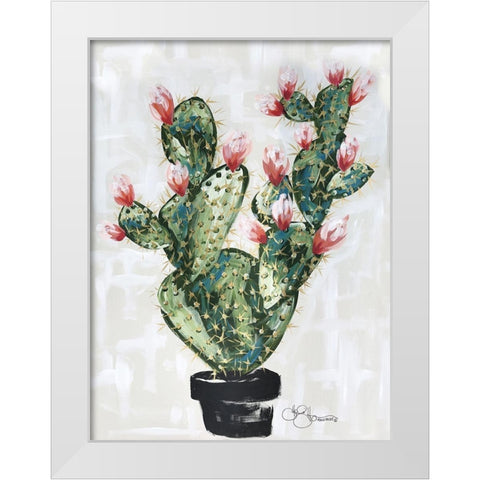 Cactus White Modern Wood Framed Art Print by Hollihocks Art